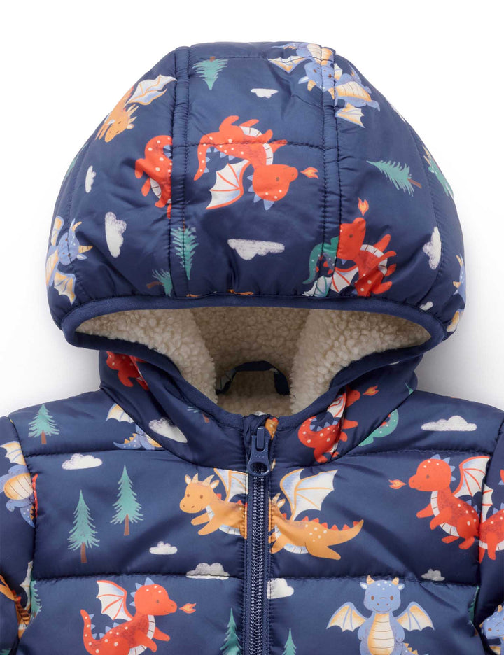 Dragon Print Showerproof Padded Jacket