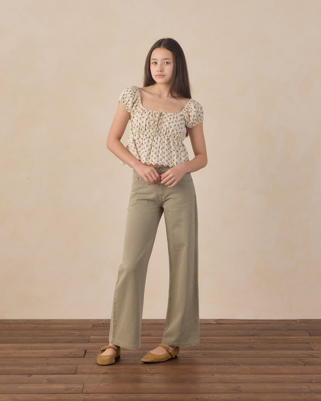 Baggy Wide Leg Denim – Dark Sage