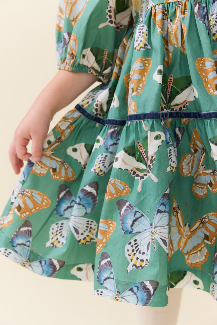 Elizabeth Dress - Green Butterflies
