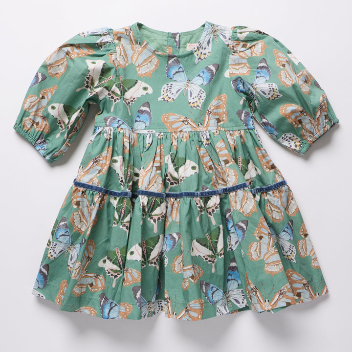 Elizabeth Dress - Green Butterflies