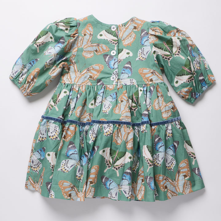 Elizabeth Dress - Green Butterflies