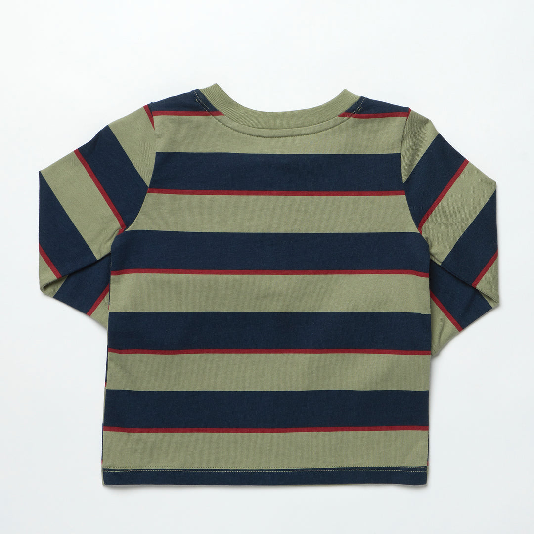 Scout Long Sleeve Henley T-Shirt – Olive Navy Rugby Stripe
