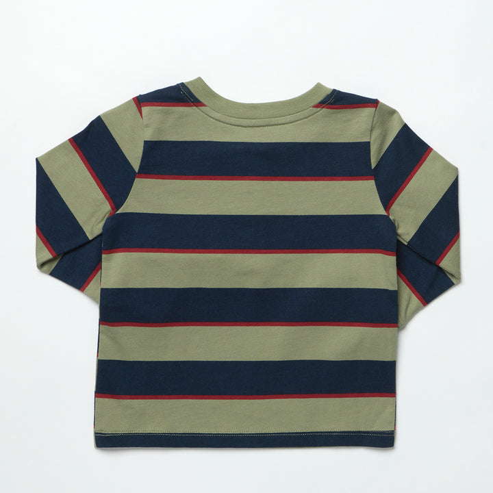 Scout Long Sleeve Henley T-Shirt – Olive Navy Rugby Stripe