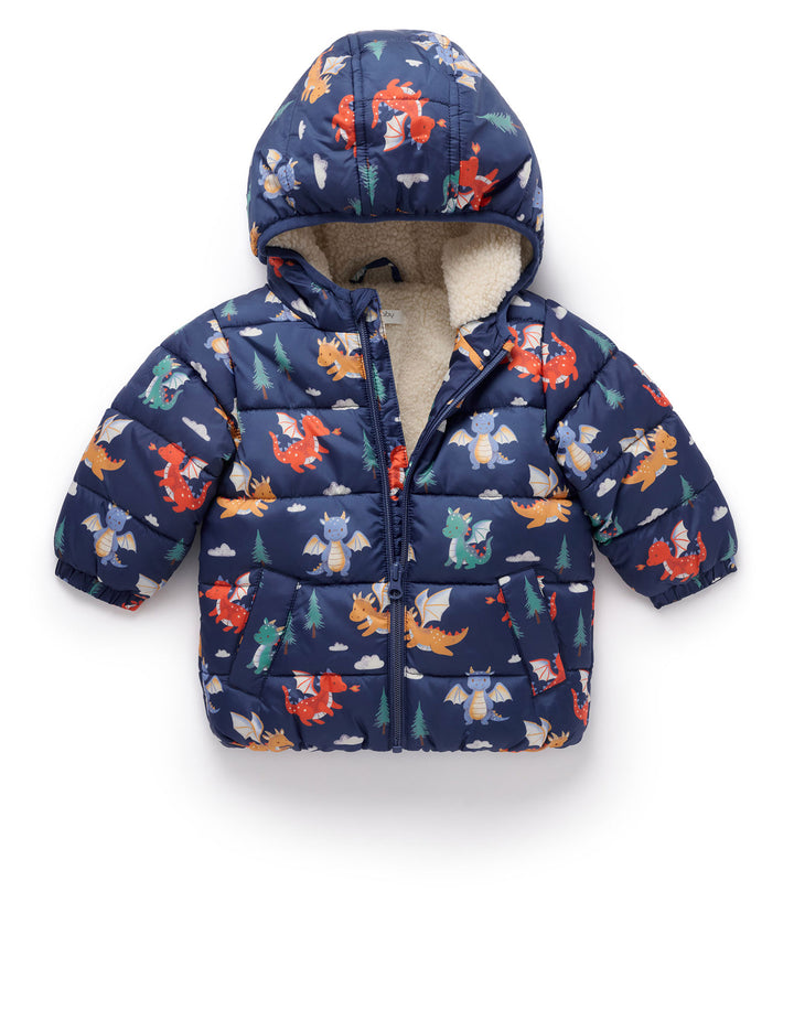 Dragon Print Showerproof Padded Jacket
