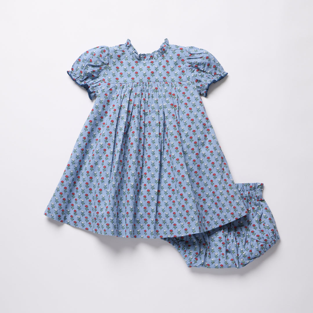 Baby Girls Lucia Dress Set – Light Blue Carnation