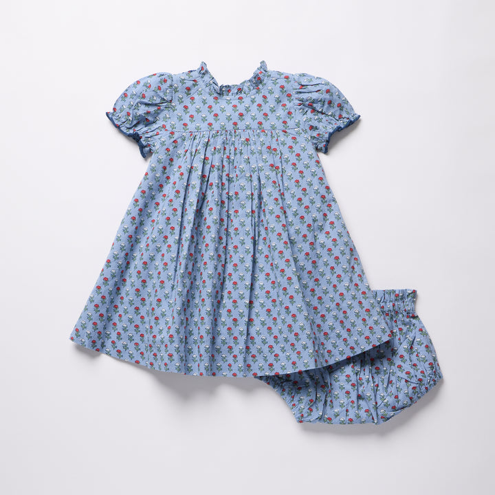 Baby Girls Lucia Dress Set – Light Blue Carnation