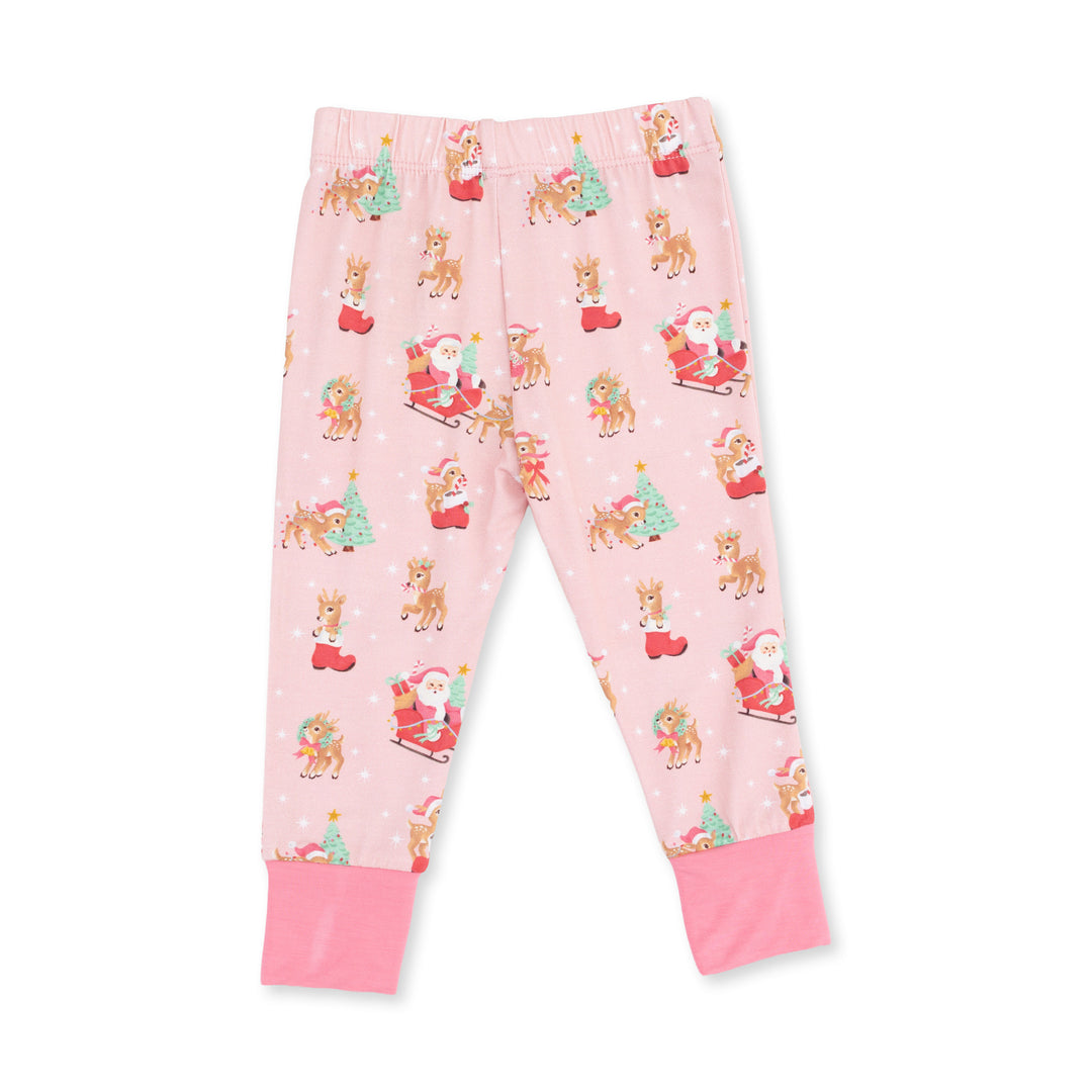 Vintage Reindeer &amp; Santa Pink - Long Sleeve Loungewear Set