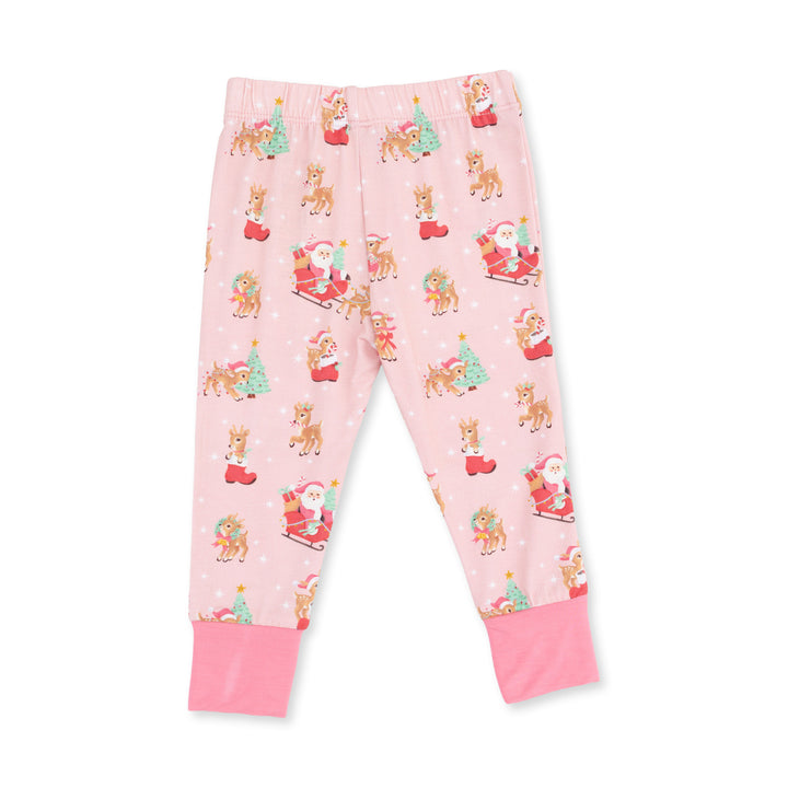 Vintage Reindeer &amp; Santa Pink - Long Sleeve Loungewear Set