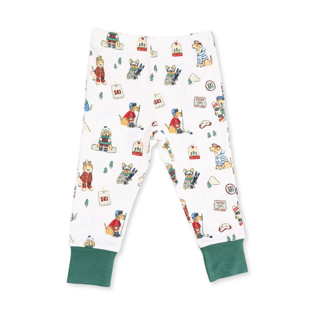 Winter Sports Dogs Green - Long Sleeve Loungewear Set