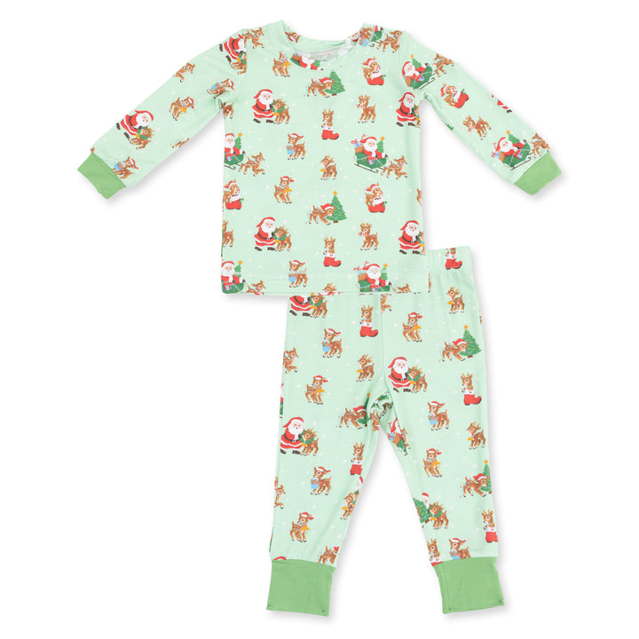 Vintage Reindeer &amp; Santa Uni - Long Sleeve Loungewear Set