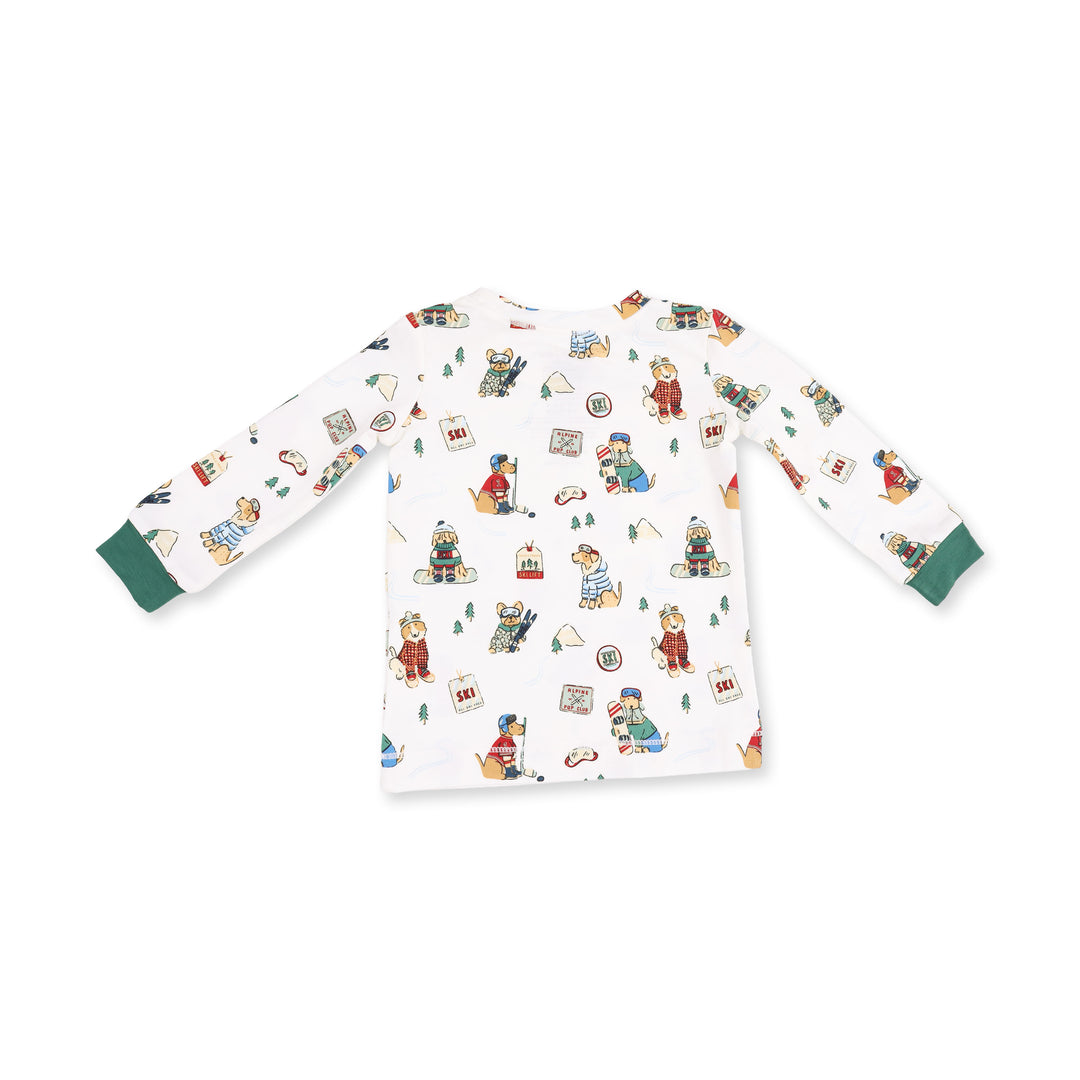 Winter Sports Dogs Green - Long Sleeve Loungewear Set