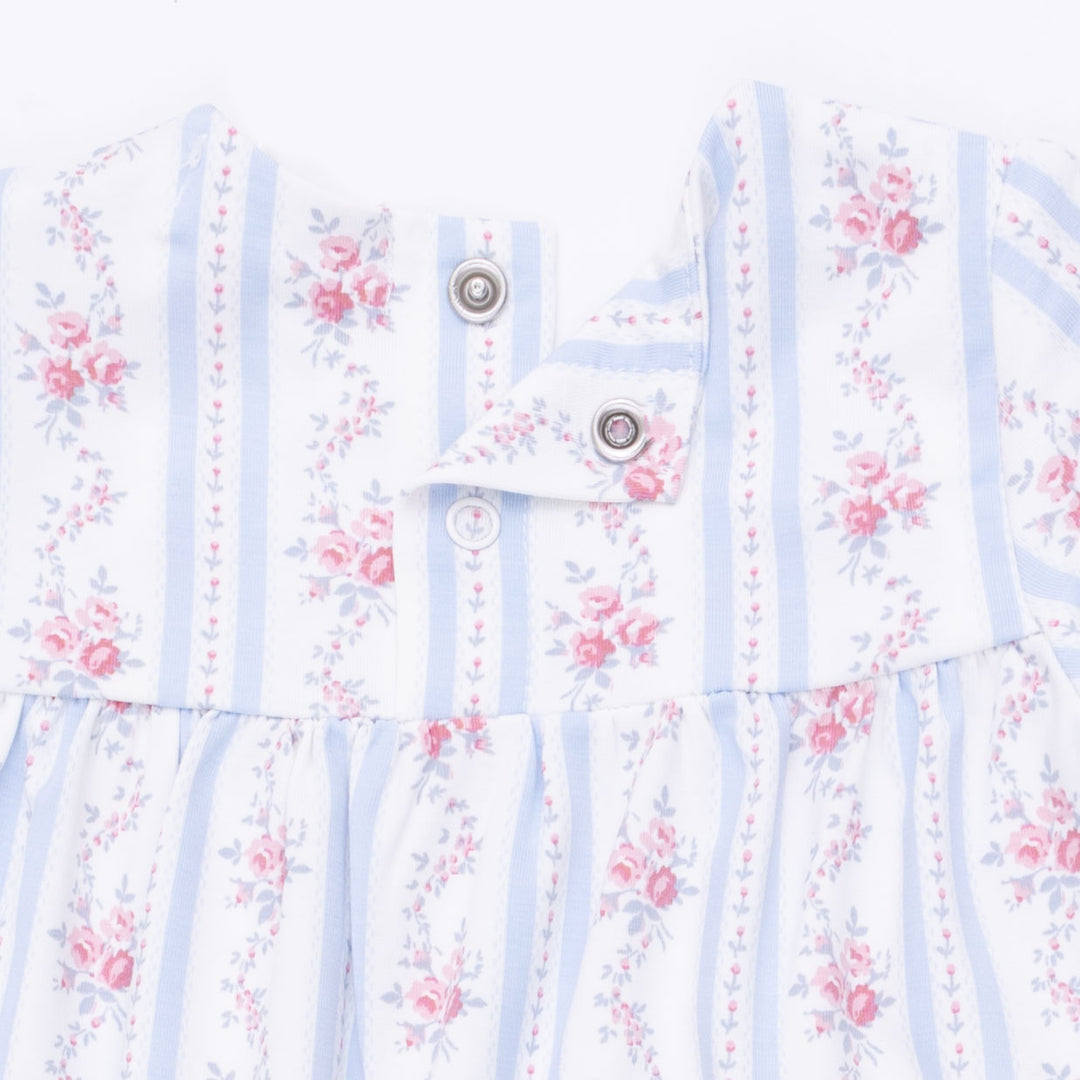 Anna Floral Stripe - Smocked Long Sleeve Romper