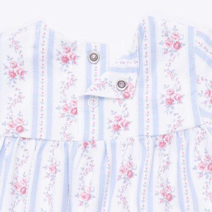 Anna Floral Stripe - Smocked Long Sleeve Romper