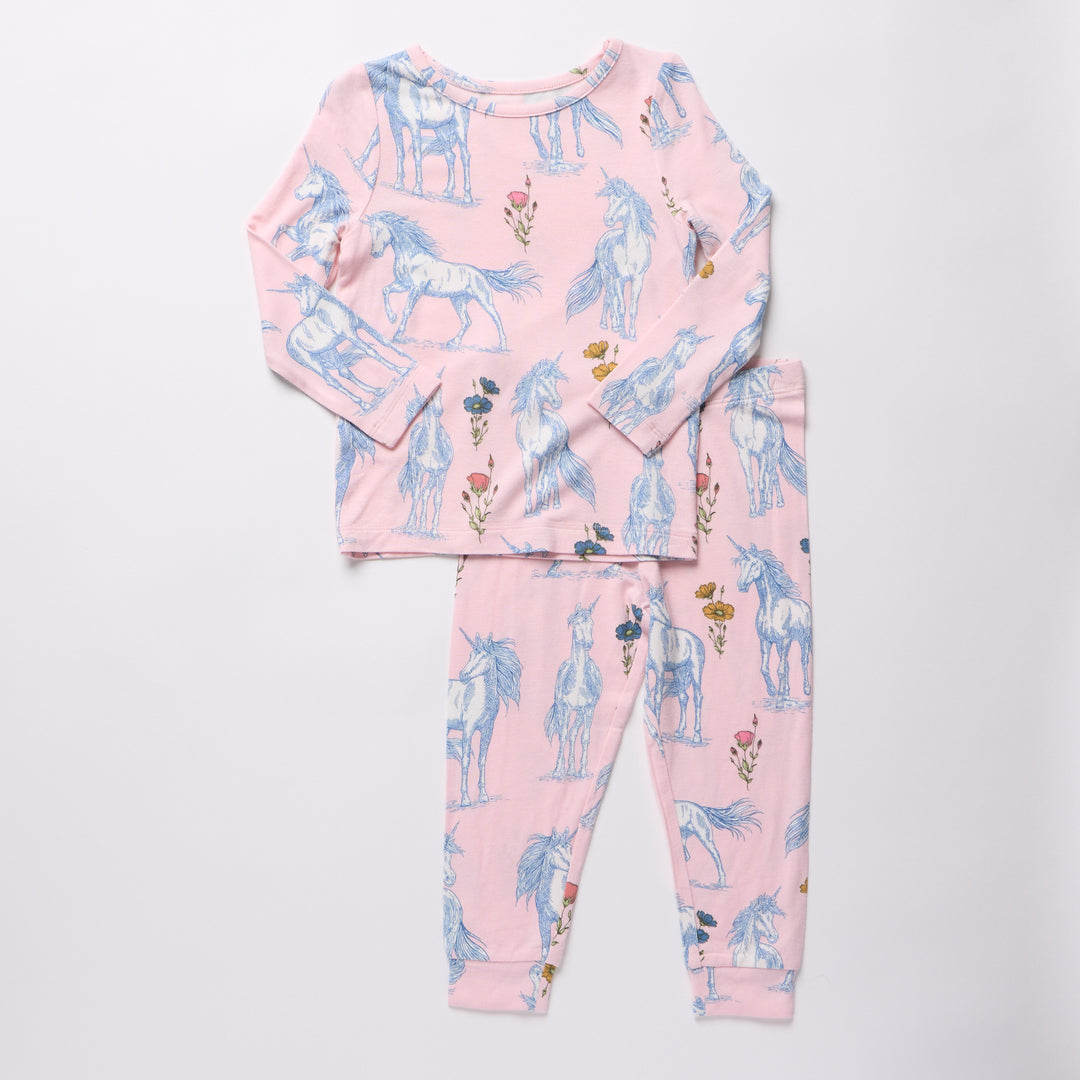 Bamboo PJ Set – Pink Unicorn Fields