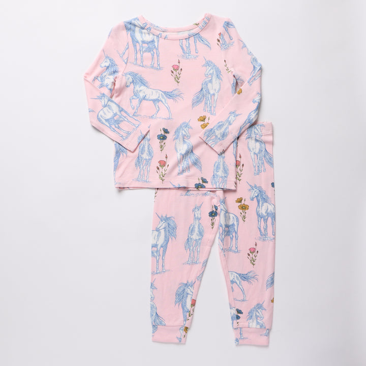 Bamboo PJ Set – Pink Unicorn Fields