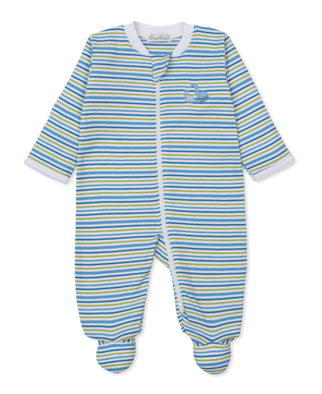 Kissy Kissy Dinosaur Delight Stripe Zip Footie