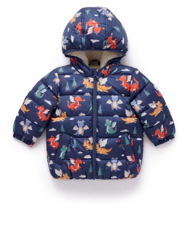 Dragon Print Showerproof Padded Jacket