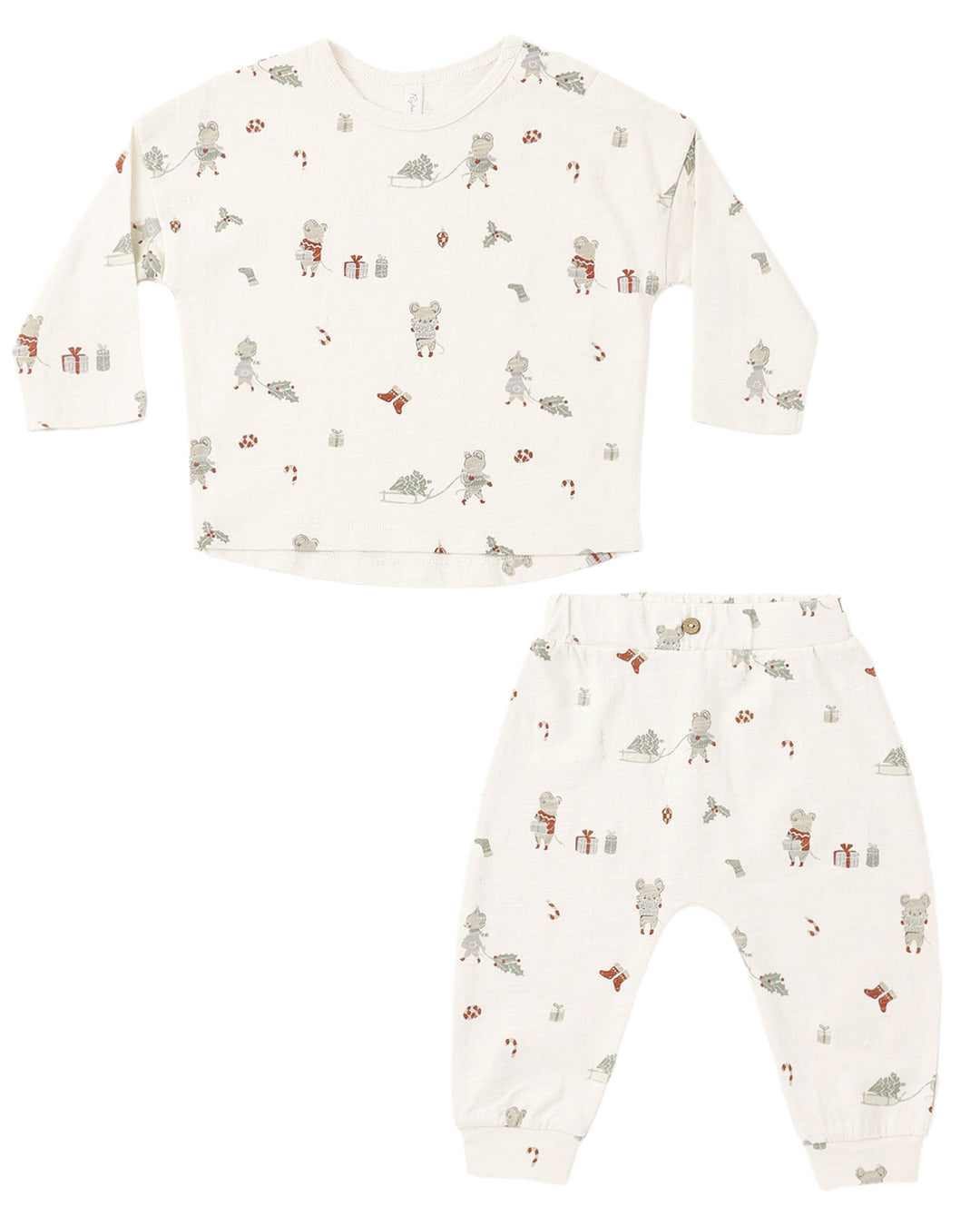 Long Sleeve Tee + Pant Set in Holiday Mouse