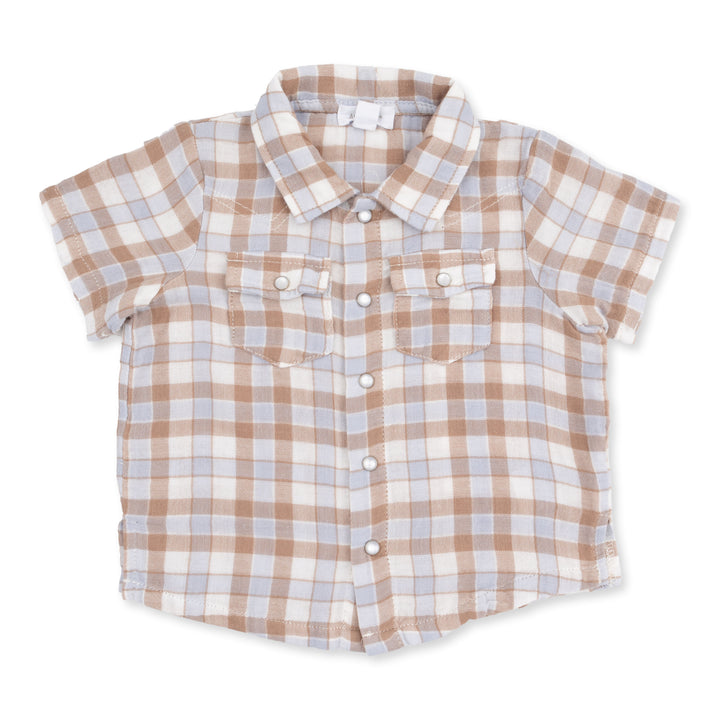 Western Plaid - Short Sleeve Western Pearl Snap Shirt