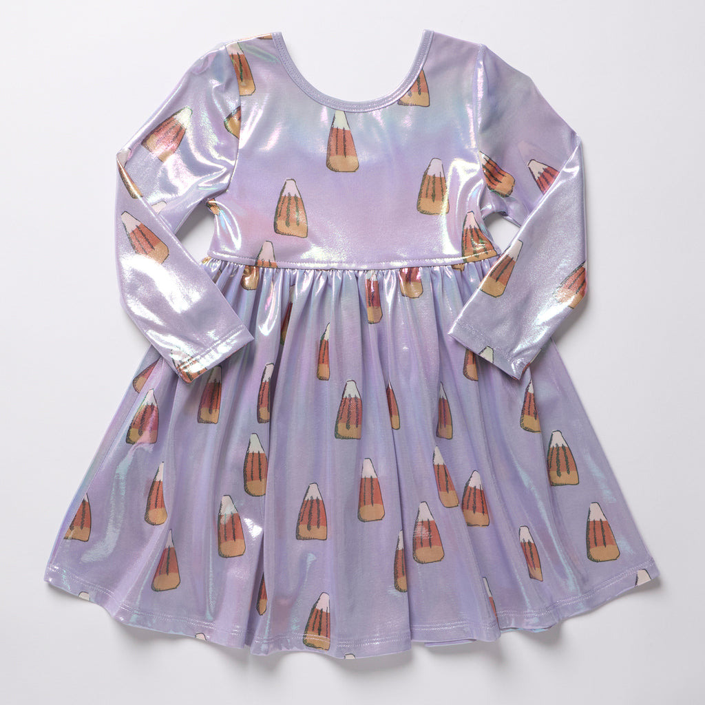 Lamé Steph Dress – Lavender Candy Corn
