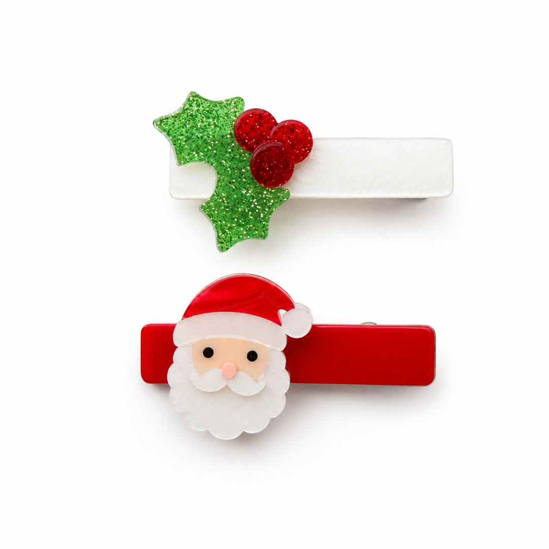Santa Holly Berry Hair Clips