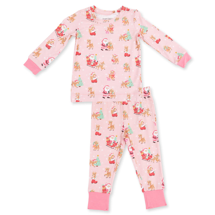 Vintage Reindeer &amp; Santa Pink - Long Sleeve Loungewear Set