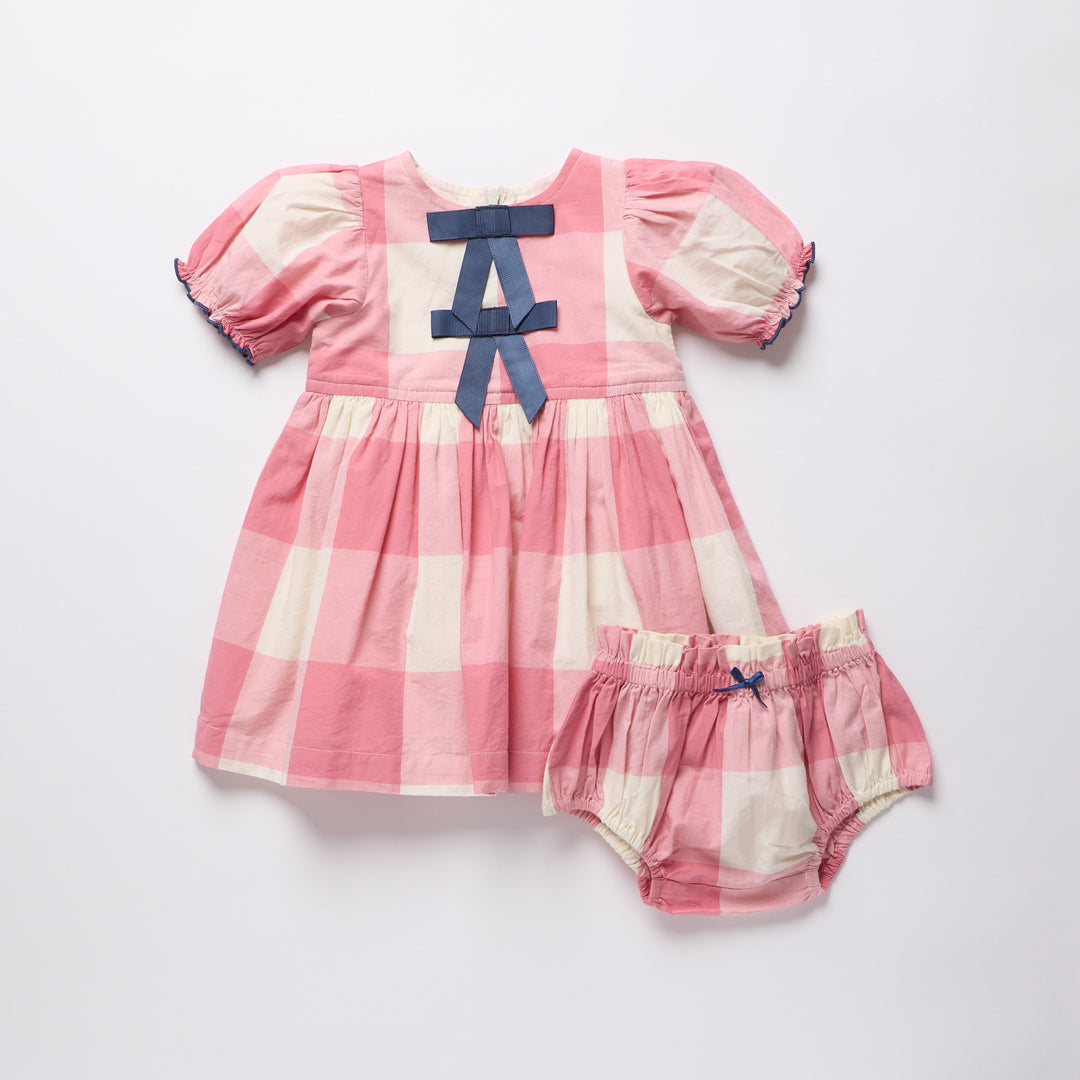 Baby Girls Hermione Dress Set – Pink Check