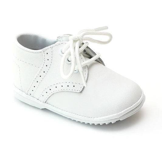 Angel Baby White Leather Lace Up Oxfords