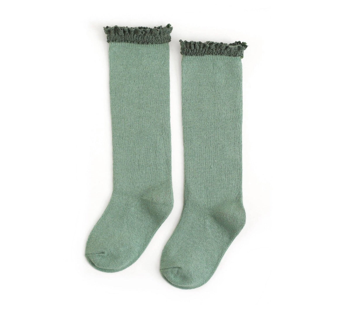 Spearmint Lace Top Knee High Sock